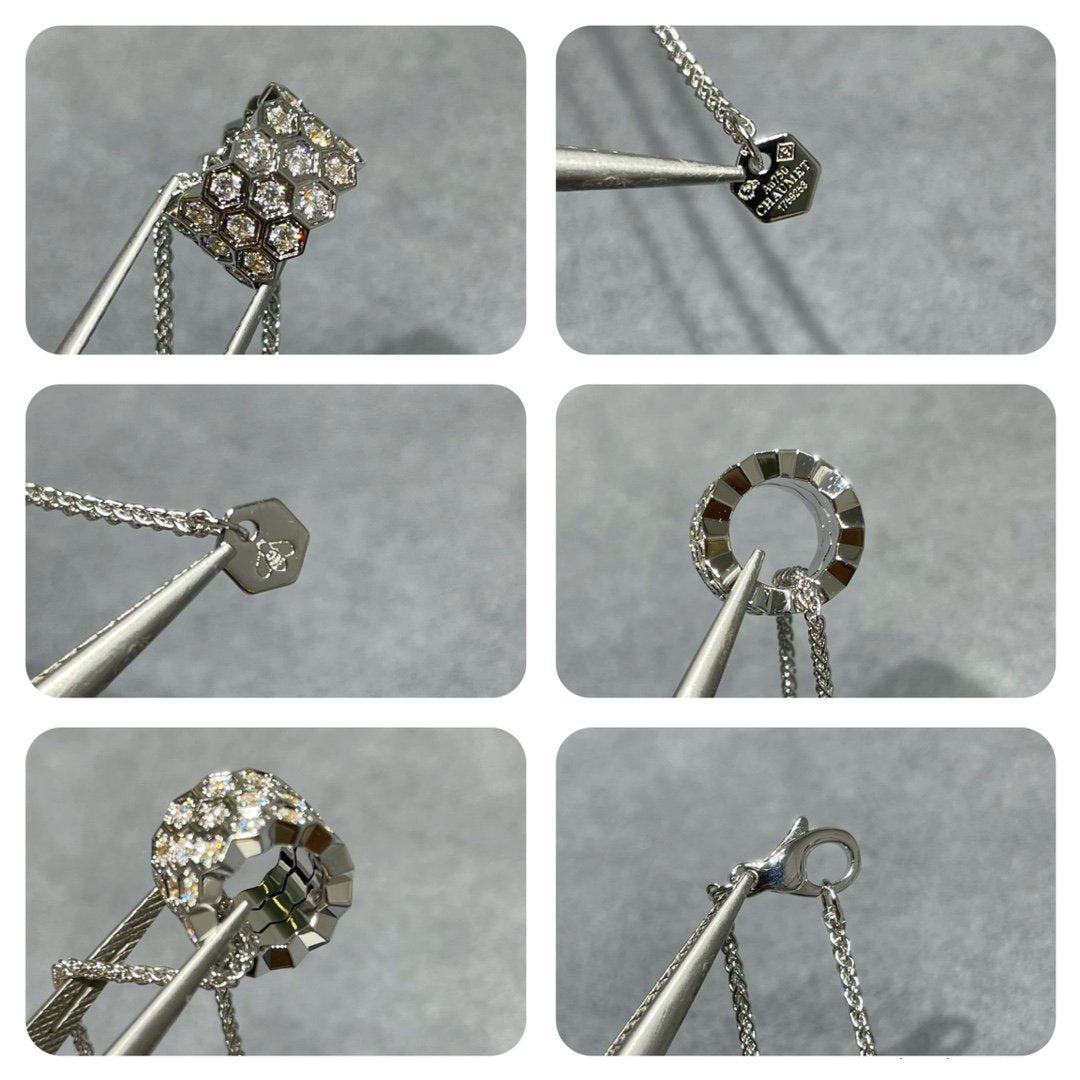[moco jewelrys]BEE LOVE DIAMOND PAVED 3 ROW NECKLACE