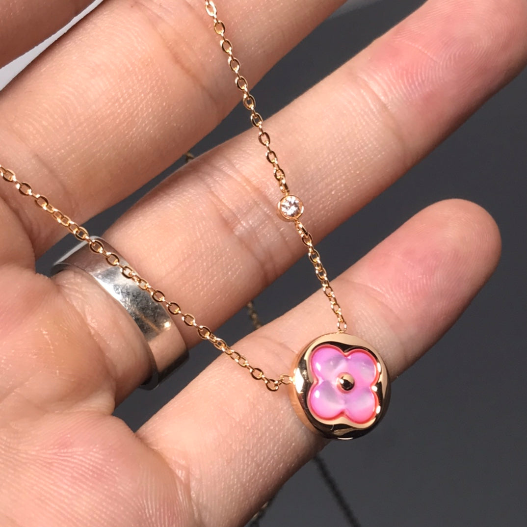[moco jewelrys]COLOR BLOSSOM PINK MOP SUN GOLD HALSKETTE