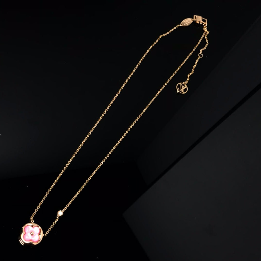 [moco jewelrys]COLOR BLOSSOM PINK MOP SUN GOLD HALSKETTE