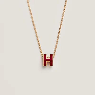 [moco jewelrys]HM CLIC RED ENAMEL GOLD NECKLACE