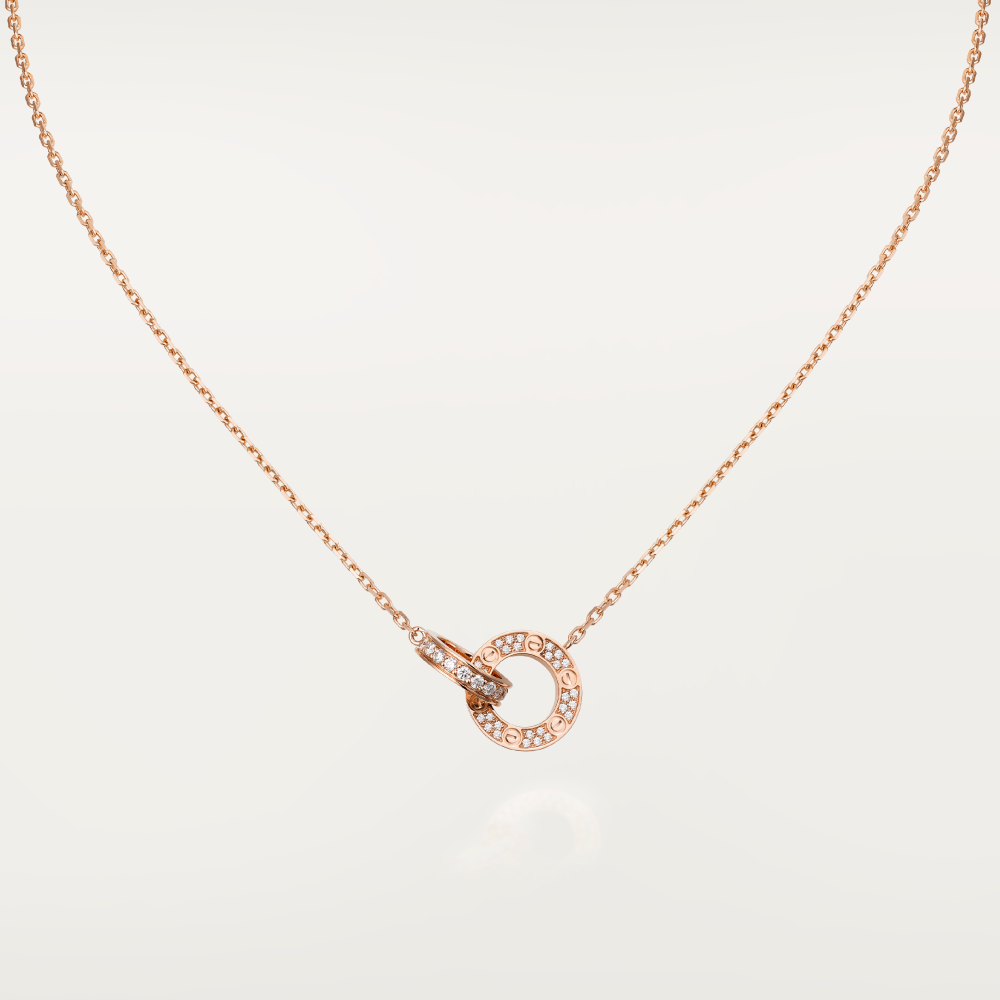[moco jewelrys]LOVE 7.6MM HALSKETTE ROSÉGOLD UND SILBER VOLL BESETZT MIT DIAMANTEN