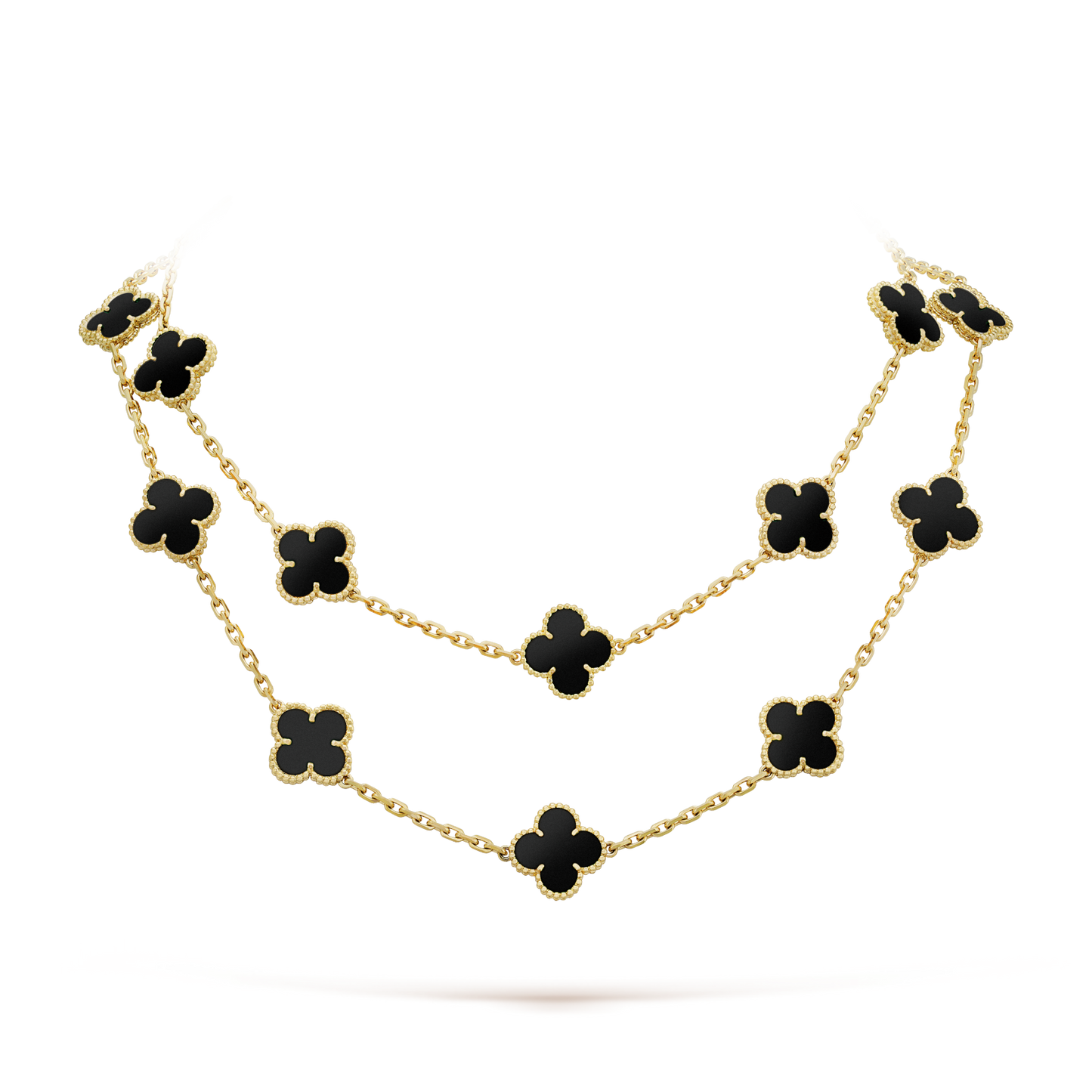 [moco jewelrys]CLOVER 20 MOTIFS ONYX NECKLACE