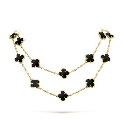 [moco jewelrys]CLOVER 20 MOTIFS ONYX NECKLACE