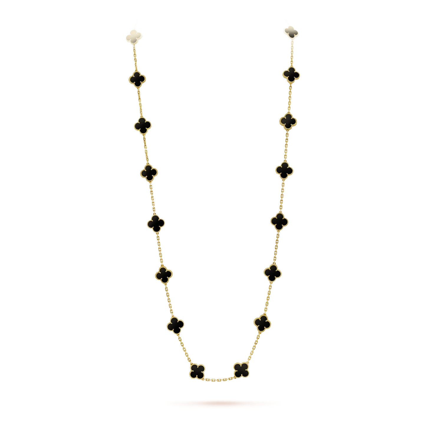 [moco jewelrys]CLOVER 20 MOTIFS ONYX NECKLACE