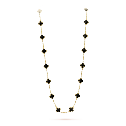 [moco jewelrys]CLOVER 20 MOTIFS ONYX NECKLACE