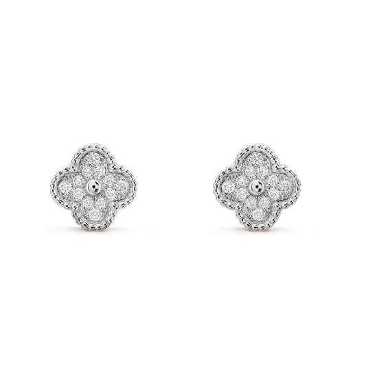 [moco jewelrys]CLOVER MINI DIAMOND STUD EARRINGS