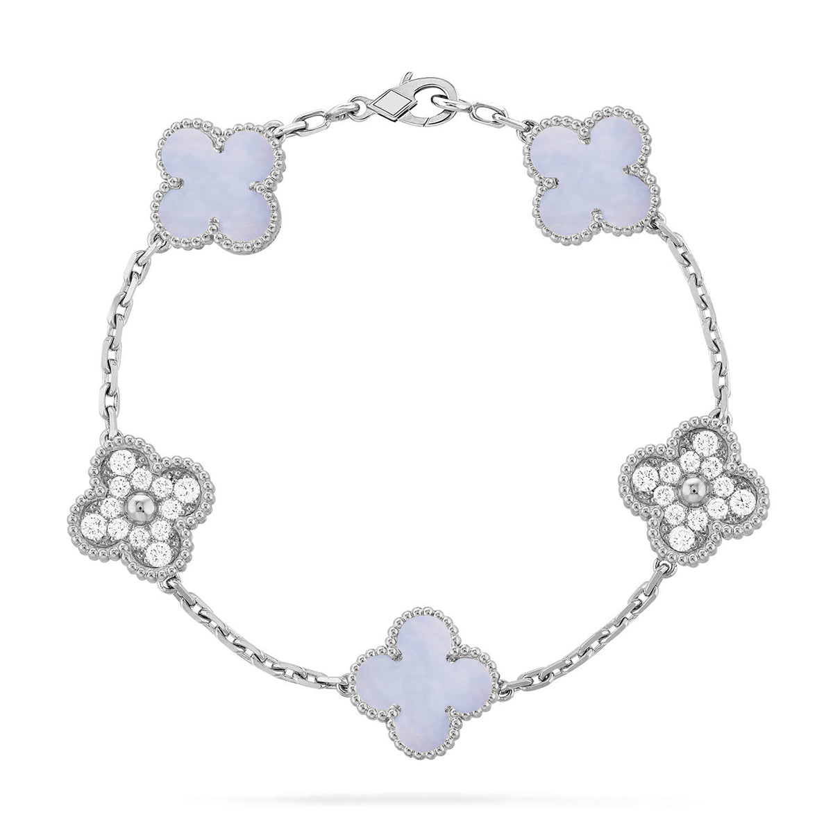 [Moco jewelrys] KLEEBATT 5 MOTIV VIOLETTER CHALCEDON ARMBAND KOLLEKTION