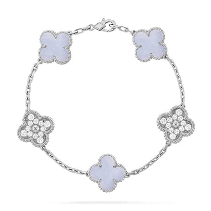 [Moco jewelrys] KLEEBATT 5 MOTIV VIOLETTER CHALCEDON ARMBAND KOLLEKTION