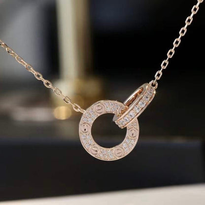 [moco jewelrys]LOVE 7.6MM HALSKETTE ROSÉGOLD UND SILBER VOLL BESETZT MIT DIAMANTEN
