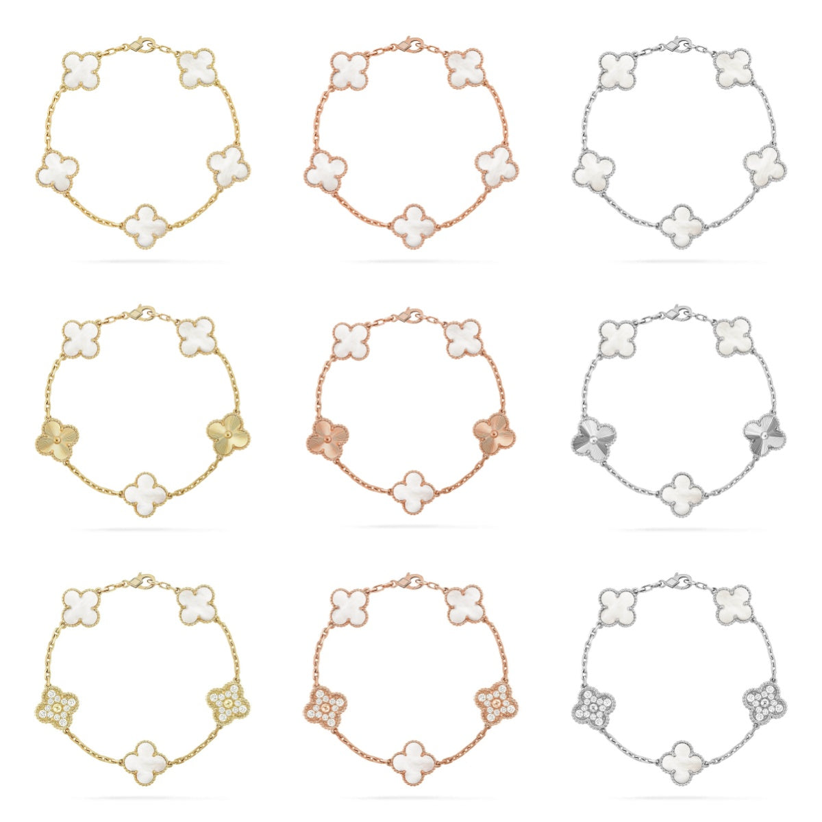 [Moco jewelrys]KLEE WEISSE PERLMUTT-MOP 5 MOTIV ARMBAND KOLLEKTION