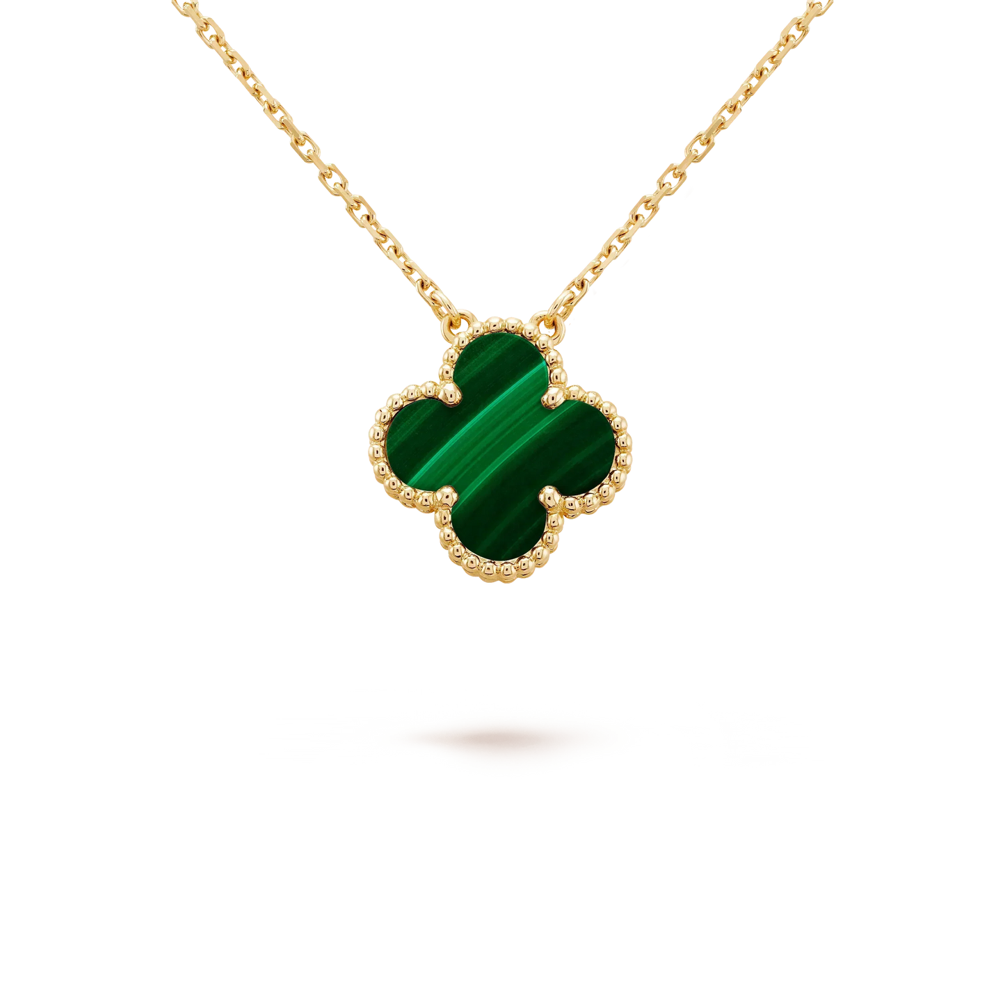 [moco jewelrys]CLOVER 15MM MALACHITE SINGLE FLOWER  NECKLACE
