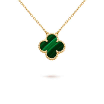 [moco jewelrys]CLOVER 15MM MALACHITE SINGLE FLOWER  NECKLACE