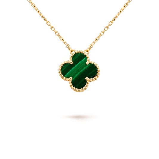 [moco jewelrys]KLEE 15MM MALACHIT EINZELBLUME HALSKETTE