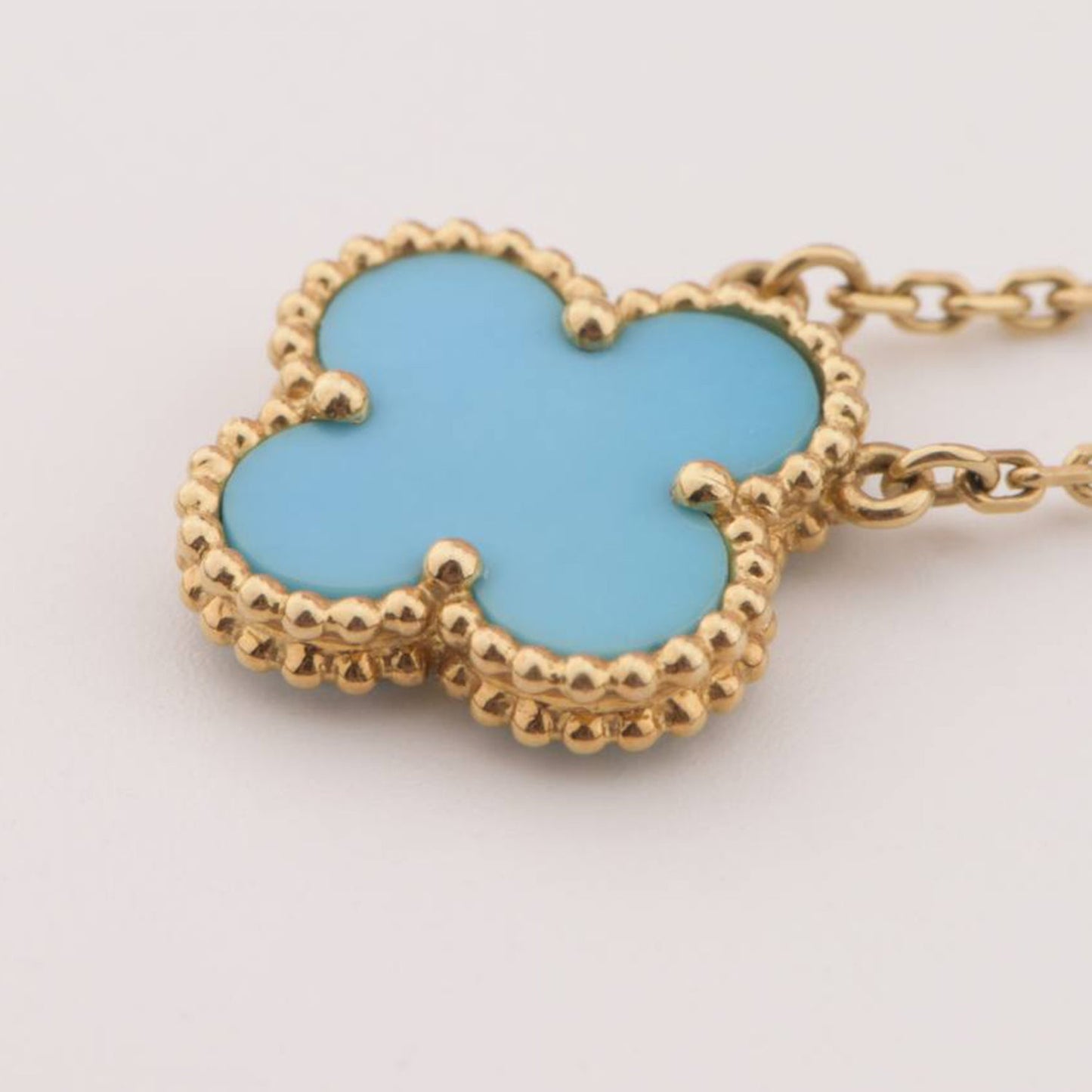 [moco jewelrys]CLOVER 15MM VINTAGE TURQUOISE NECKLACE