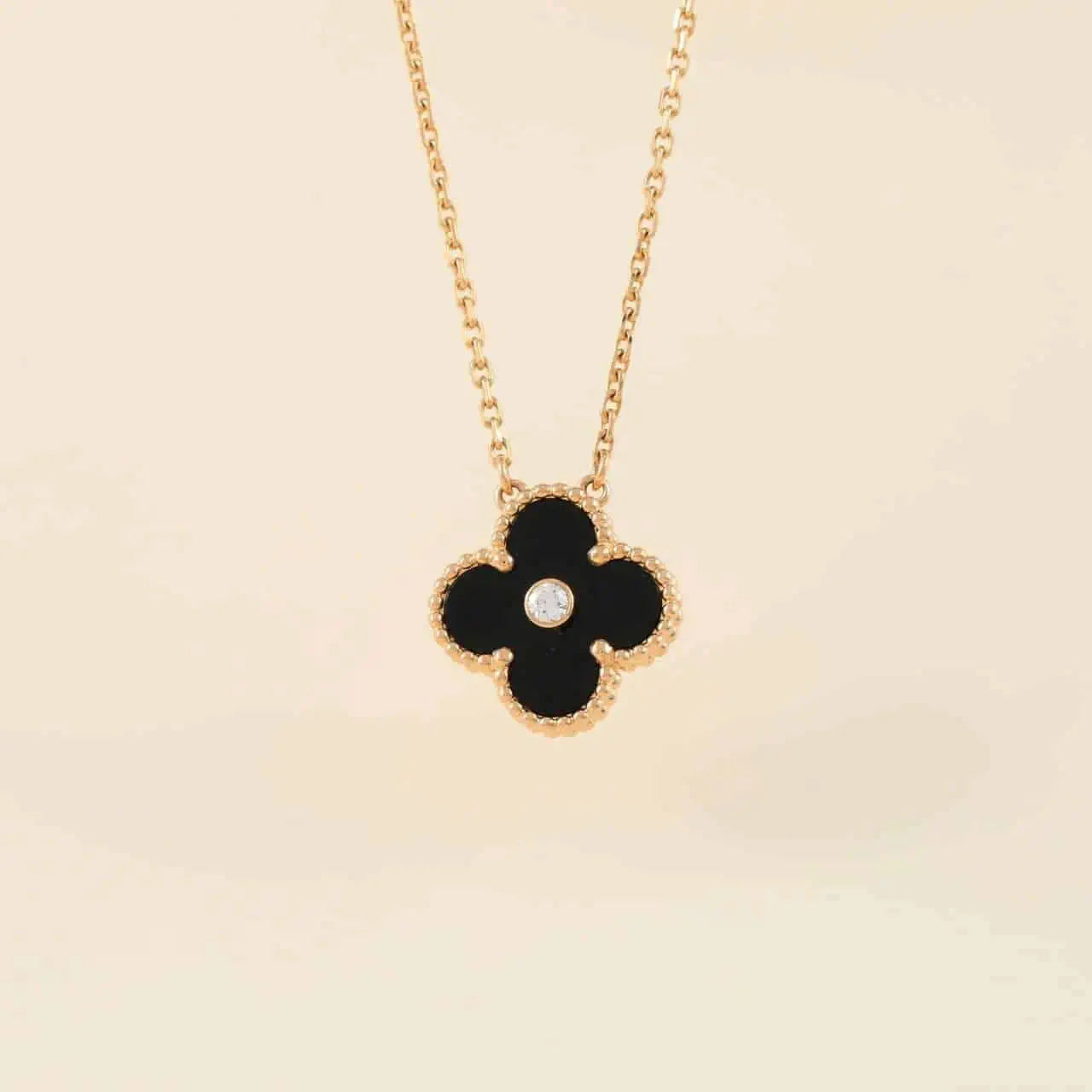 [moco jewelrys]KLEE 15MM DIAMANT ONYX HALSKETTE