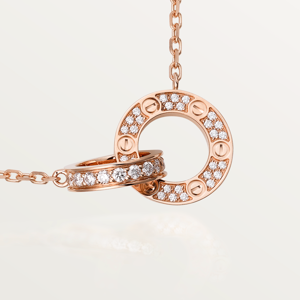 [moco jewelrys]LOVE 7.6MM HALSKETTE ROSÉGOLD UND SILBER VOLL BESETZT MIT DIAMANTEN