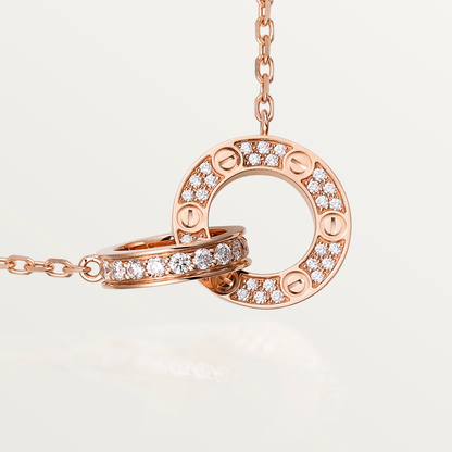[moco jewelrys]LOVE 7.6MM HALSKETTE ROSÉGOLD UND SILBER VOLL BESETZT MIT DIAMANTEN