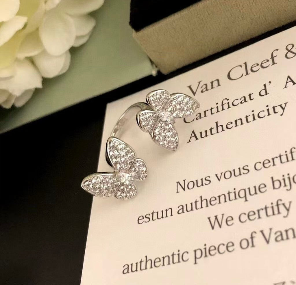 [moco jewelrys]TWIN SILVER BUTTERFLY DIAMOND RING