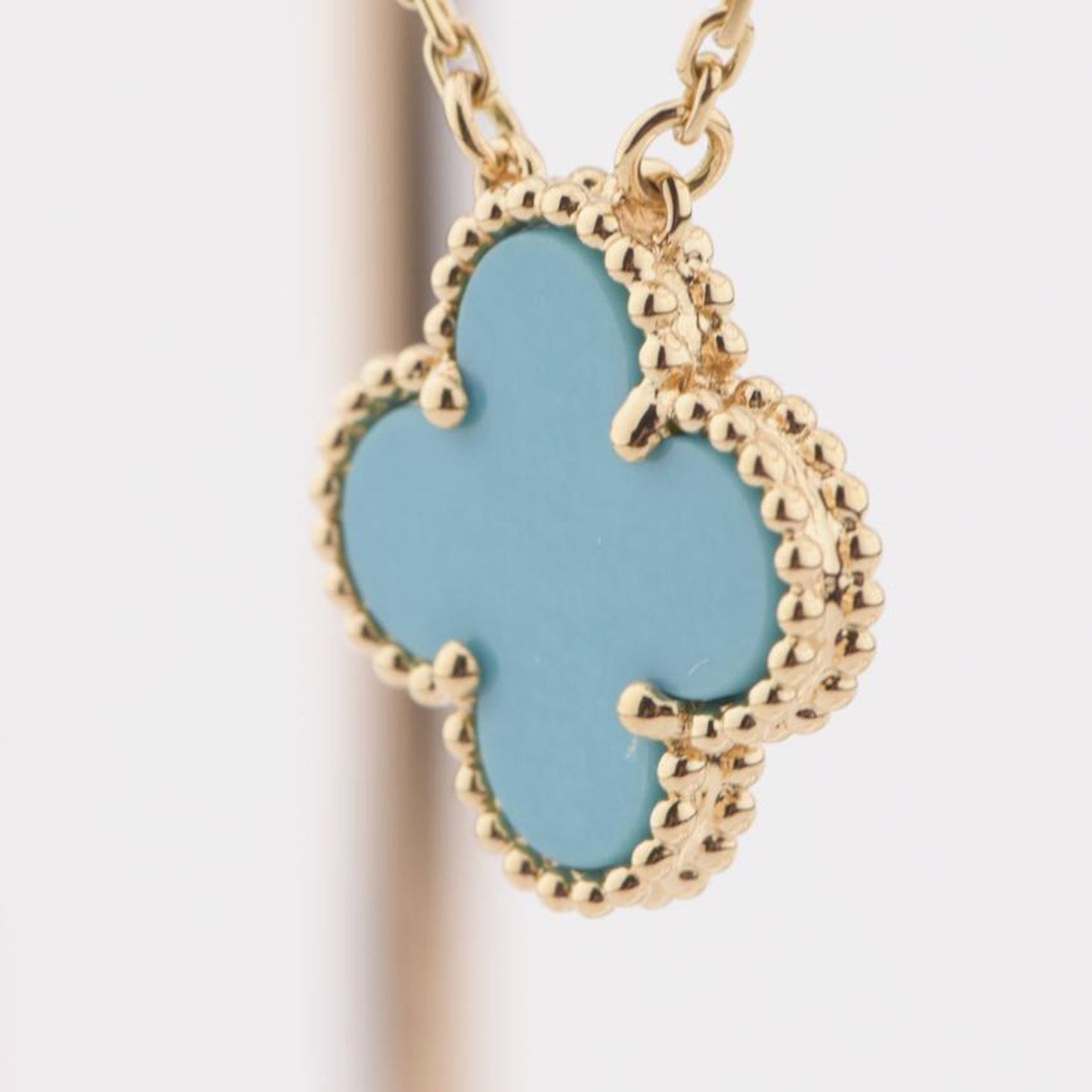[moco jewelrys]CLOVER 15MM VINTAGE TURQUOISE NECKLACE