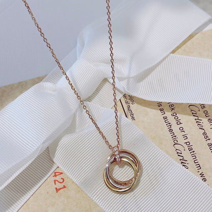 [moco jewelrys]TRINITY NECKLACE GOLD  DIAMONDS