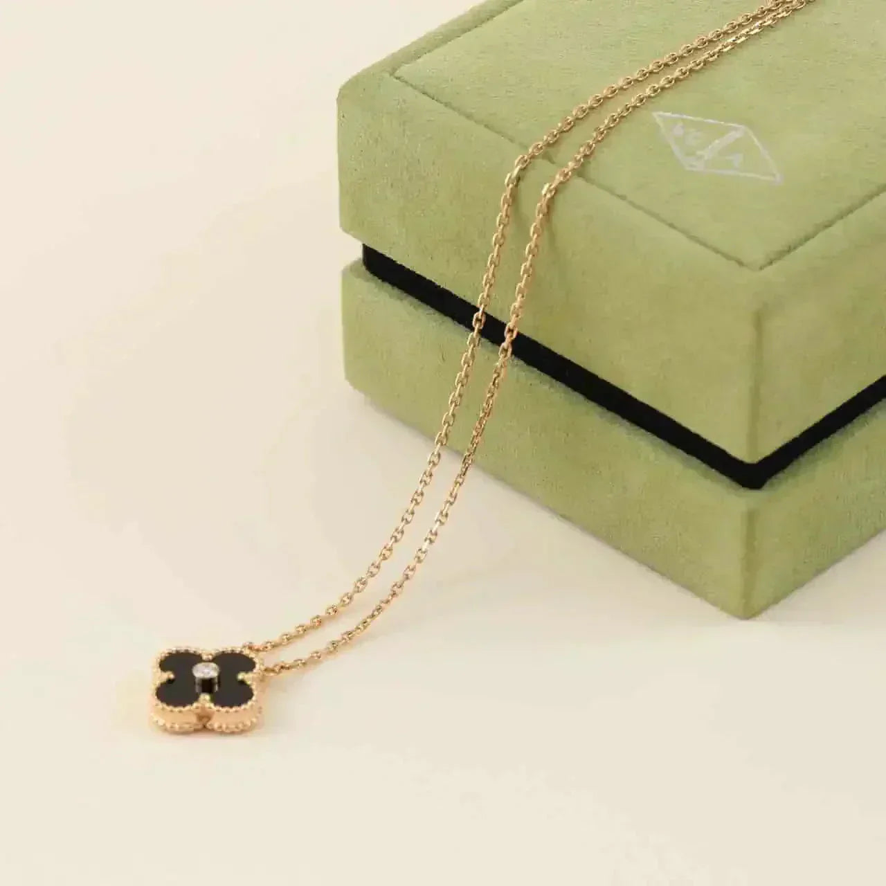 [moco jewelrys]KLEE 15MM DIAMANT ONYX HALSKETTE