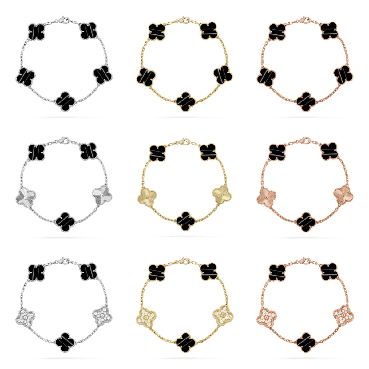 [Moco jewelrys] CLOVER 5 MOTIF PULSAR STONE BRACELET COLLECTION