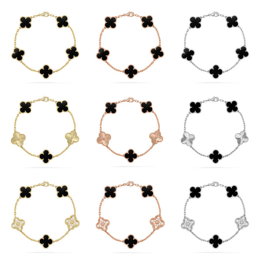 [Moco jewelrys] CLOVER 5 MOTIF ONYX ARMBAND KOLLEKTION