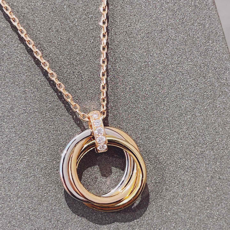 [moco jewelrys]TRINITY NECKLACE GOLD  DIAMONDS