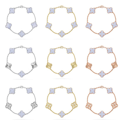 [Moco jewelrys] KLEEBATT 5 MOTIV VIOLETTER CHALCEDON ARMBAND KOLLEKTION