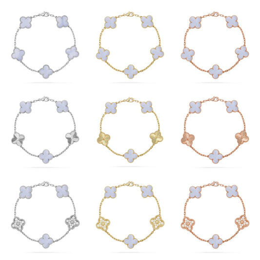 [Moco jewelrys] KLEEBATT 5 MOTIV VIOLETTER CHALCEDON ARMBAND KOLLEKTION