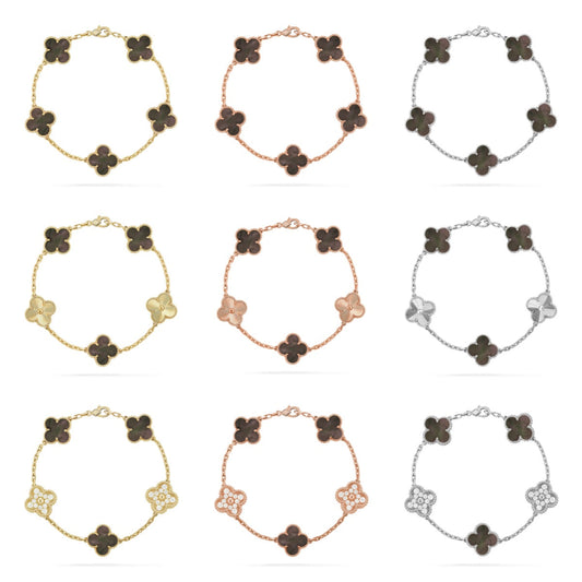 [Moco jewelrys] CLOVER 5 MOTIF GRAU PERLMUTT-ARMBAND KOLLEKTION