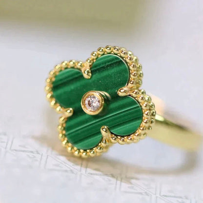 [moco jewelrys]CLOVER MALACHITE RING GOLD DIAMOND