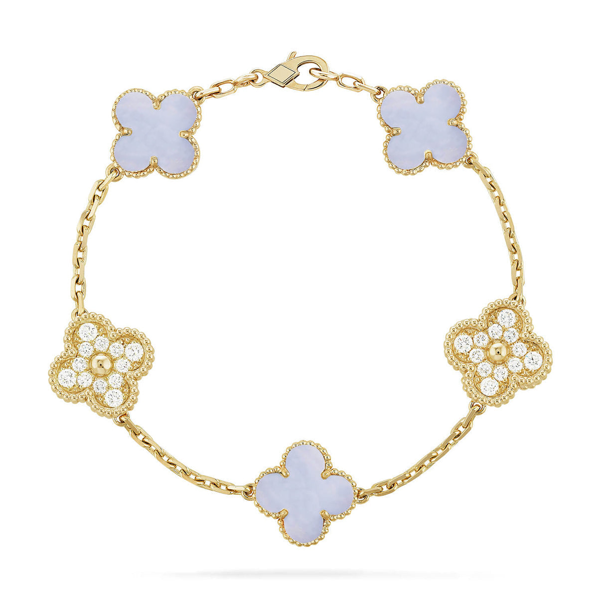 [Moco jewelrys] KLEEBATT 5 MOTIV VIOLETTER CHALCEDON ARMBAND KOLLEKTION
