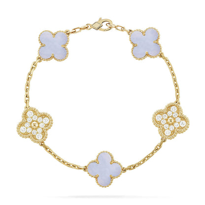 [Moco jewelrys] KLEEBATT 5 MOTIV VIOLETTER CHALCEDON ARMBAND KOLLEKTION