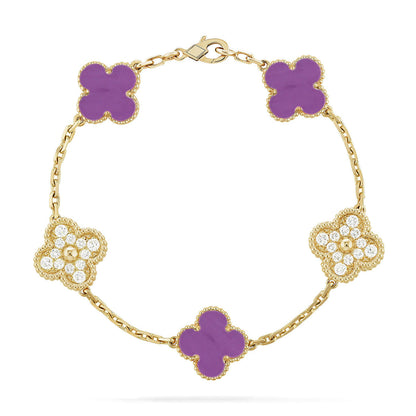 [Moco jewelrys] CLOVER 5 MOTIF VIOLET BRACELET COLLECTION