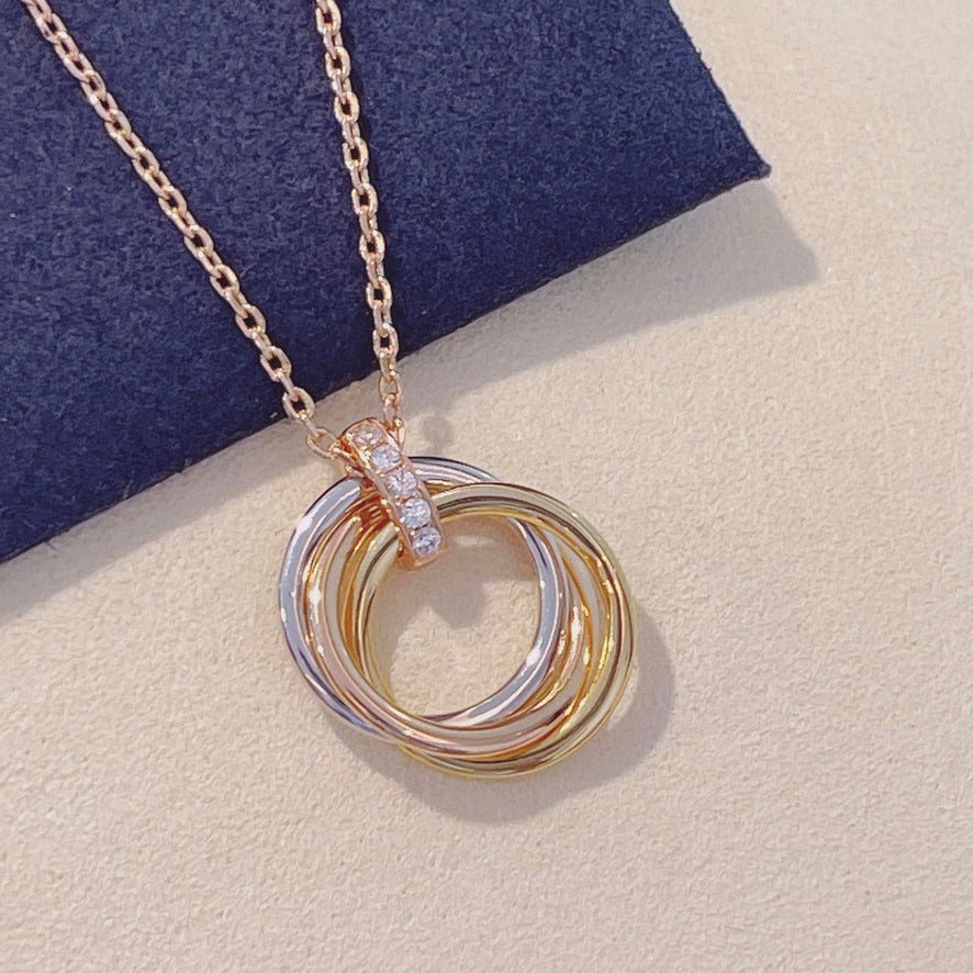 [moco jewelrys]TRINITY NECKLACE GOLD  DIAMONDS