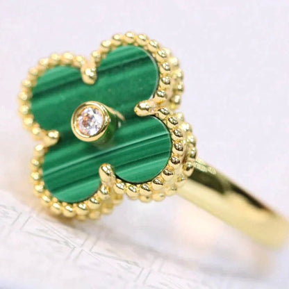 [moco jewelrys]CLOVER MALACHITE RING GOLD DIAMOND