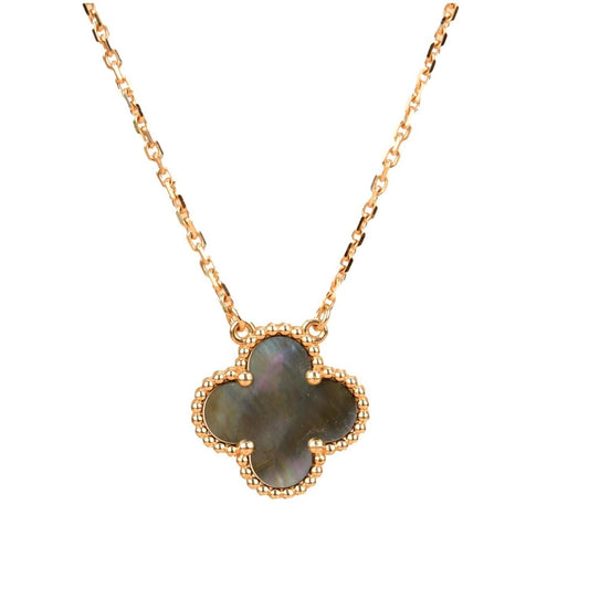 [moco jewelrys]CLOVER 15MM  GRAY MOTHER OF PEARL NECKLACE