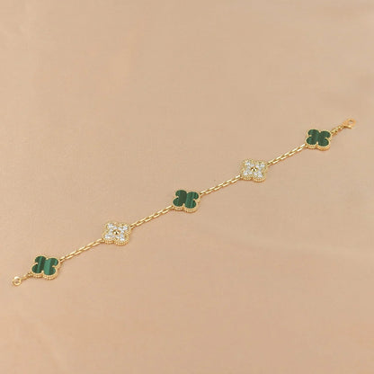 [Moco jewelrys] CLOVER 5 MOTIV MALACHIT ARMBAND KOLLEKTION