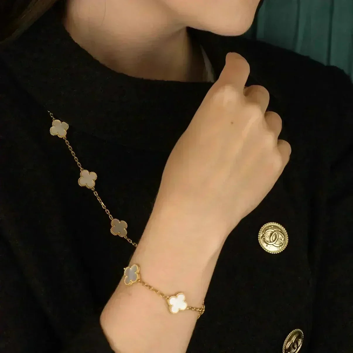 [Moco jewelrys]KLEE WEISSE PERLMUTT-MOP 5 MOTIV ARMBAND KOLLEKTION