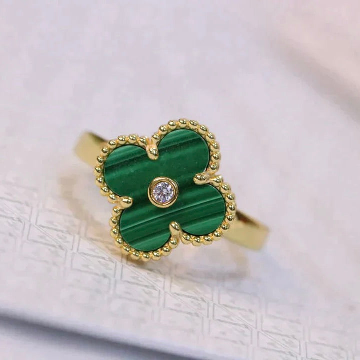 [moco jewelrys]CLOVER MALACHITE RING GOLD DIAMOND