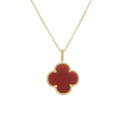 [moco jewelrys]CLOVER 25MM NECKLACE GOLD CARNELIAN