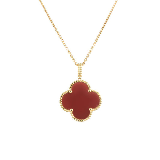 [moco jewelrys]CLOVER 25MM NECKLACE GOLD CARNELIAN