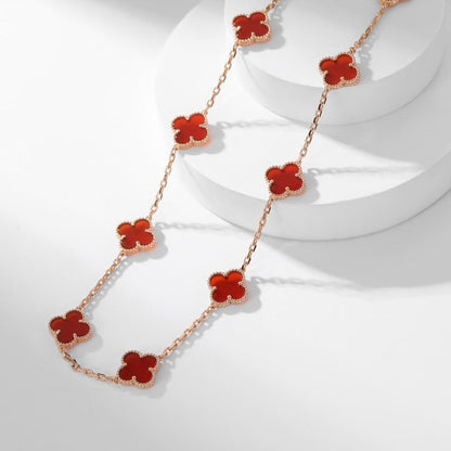 [moco jewelrys]CLOVER 10 MOTIFS CARNELIAN NECKLACE