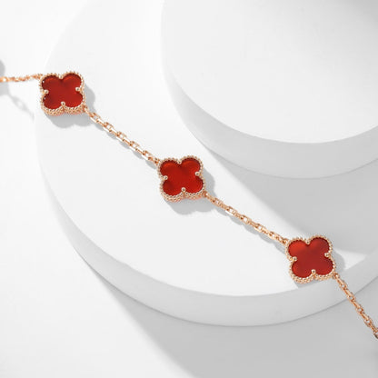 [moco jewelrys]CLOVER 10 MOTIFS CARNELIAN NECKLACE