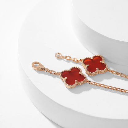 [moco jewelrys]CLOVER 10 MOTIFS CARNELIAN NECKLACE