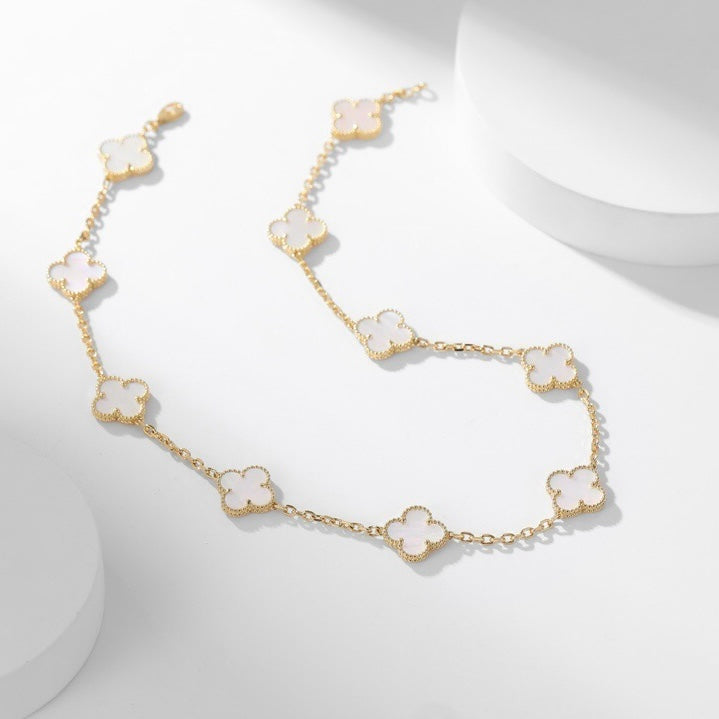 [moco jewelrys]CLOVER 10 MOTIFS WHITE MOTHER OF PEARL NECKLACE