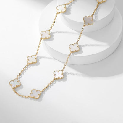 [moco jewelrys]CLOVER 10 MOTIFS WHITE MOTHER OF PEARL NECKLACE