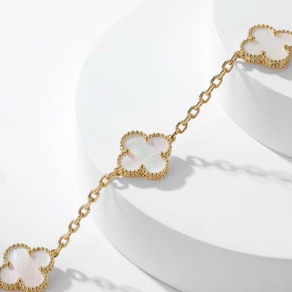 [moco jewelrys]CLOVER 10 MOTIFS WHITE MOTHER OF PEARL NECKLACE