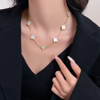 [moco jewelrys]CLOVER 10 MOTIFS WHITE MOTHER OF PEARL NECKLACE